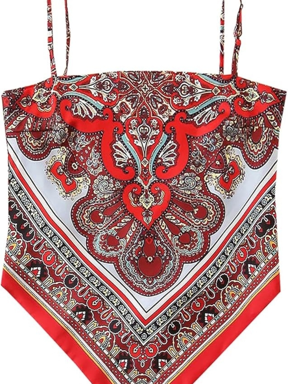 Red Paisley Bandana Halter Top Large NWOT